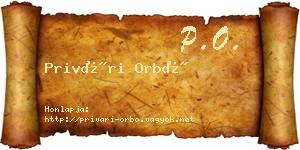 Privári Orbó névjegykártya